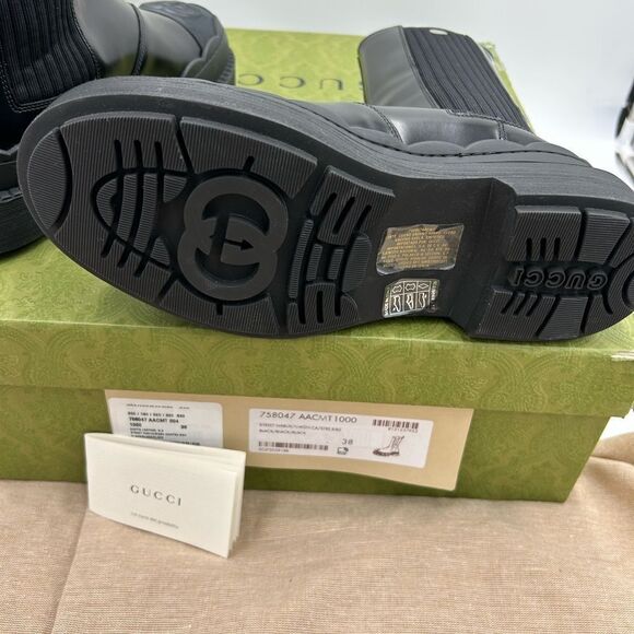 Women women’s Gucci interlocking G leather boots size 38 made in Italy - Picture 11 of 12